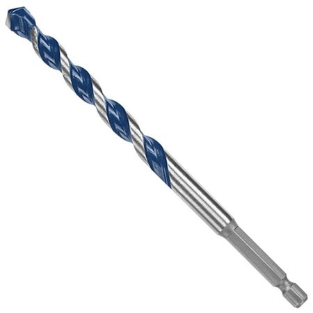 BOSCH BlueGranite Turbo Hammer Drill Bit, 38 in Dia, 6 in OAL, Milled Flute, 2Flute, 516 in Dia Shank HCBG12T